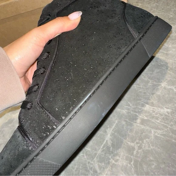 New Size 44 Christian Louboutin Louis Orlato Flat Sneakers Black Silver - Picture 12 of 14